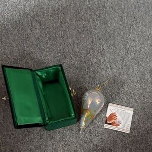 Elegant Glass Teardrop Ornament with Gold Accents